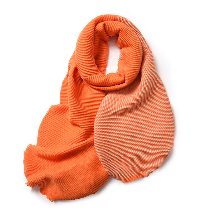 Écharpe dégradée de couleurs, Hiver, Double face, Plissée, Imitation cachemire, Populaire, Polyvalente et élégante, Pour femmes