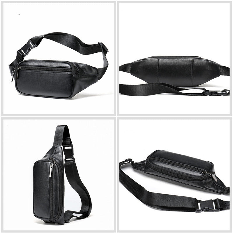 Sheepskin Waist Bag Men's Leather Chest bag Multifunctional Practical Retro
