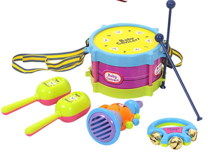 Children's 5 Piece Set Puzzle Baby Musical Instrument Double-sided Drum Patting Drum
