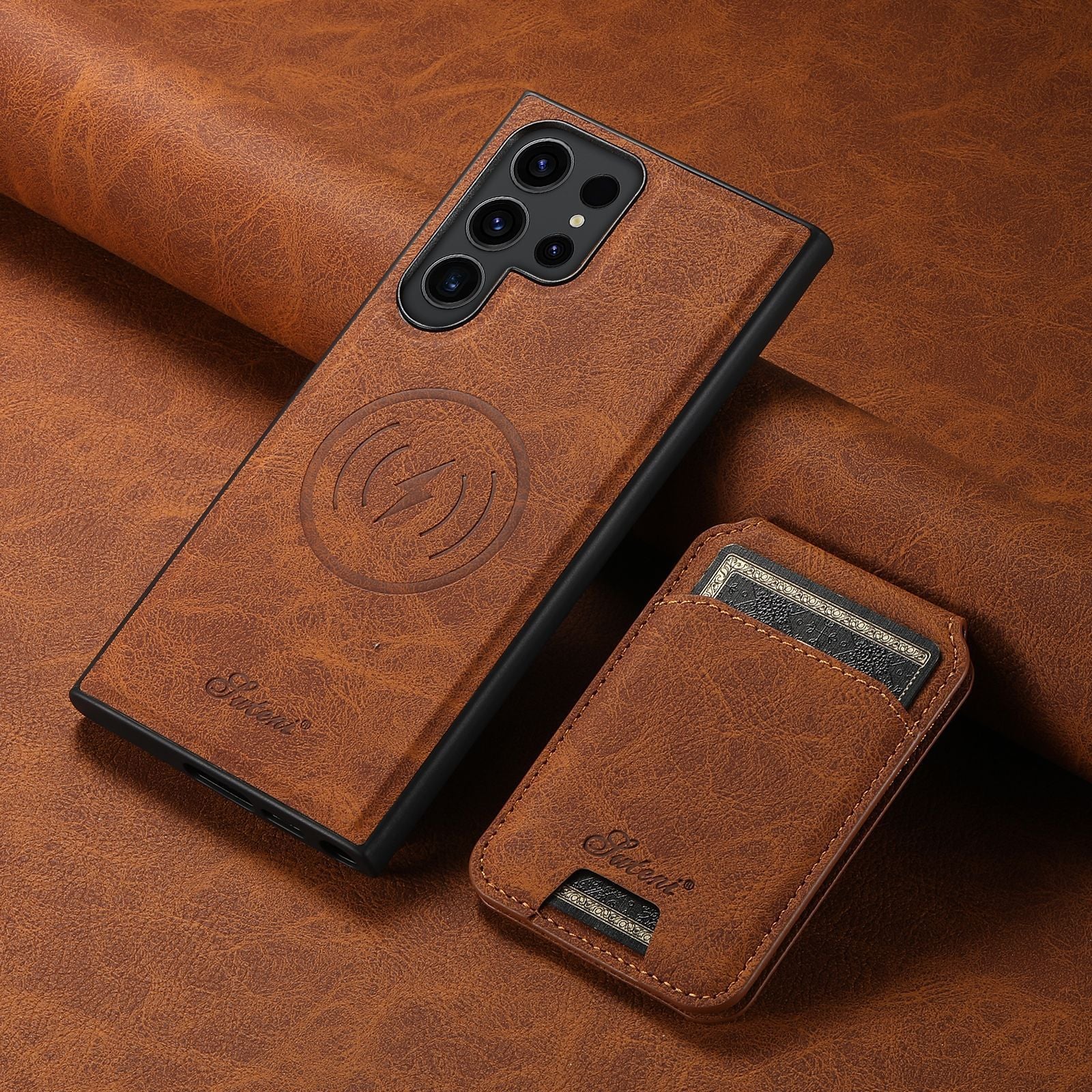 Two-in-one Mobile Phone Leather Phone Case Magnetic Card Holder