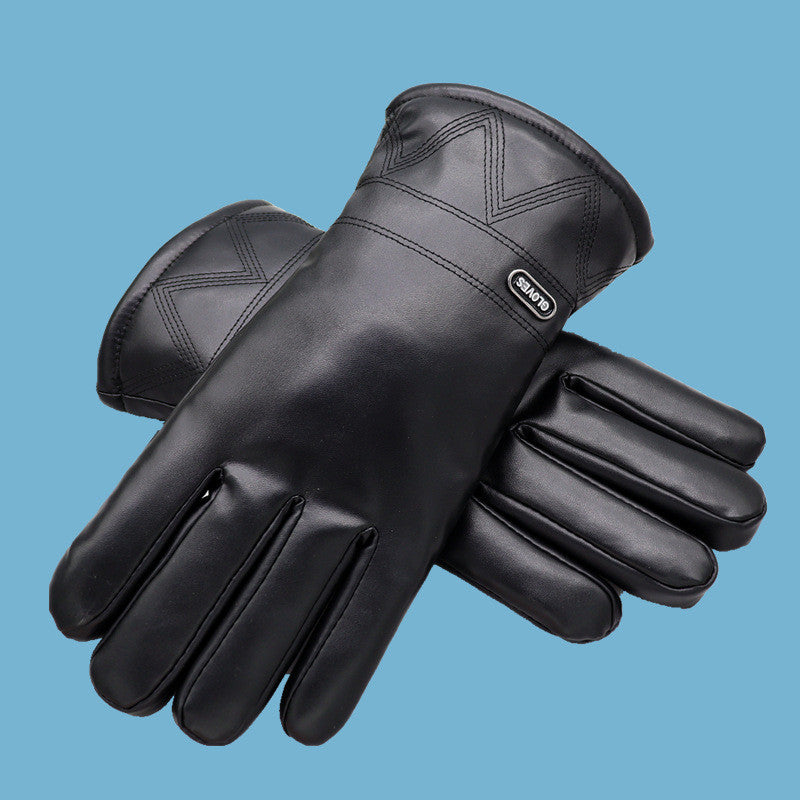 Gants en cuir homme chaud doublés polaire coton et duvet