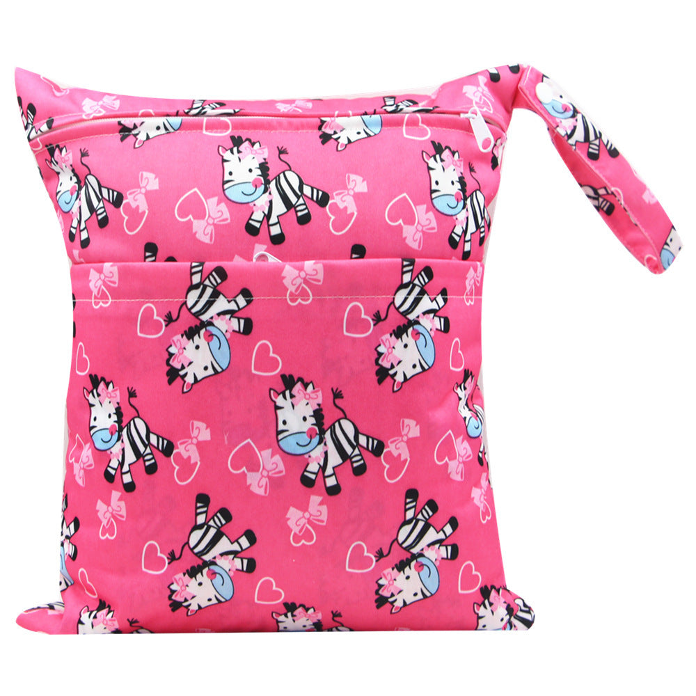 Diaper Bag 30 36cm Baby Double Zipper Printing Waterproof Diaper Bag