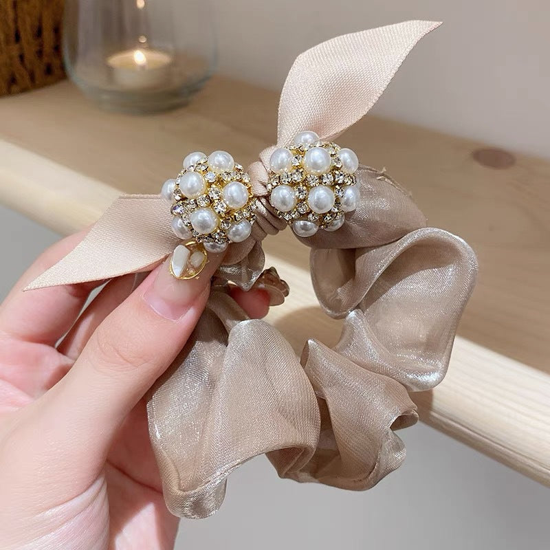 Beaded Rope Bowknot Rubber Band Large Intestine Ring