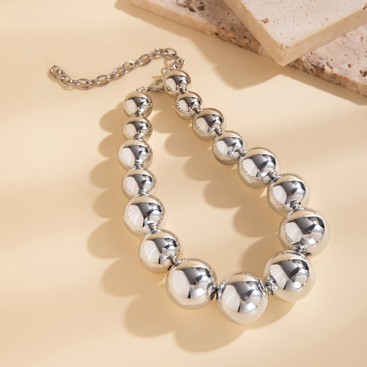 Exaggerated Big Round Bead Punk Short Necklace