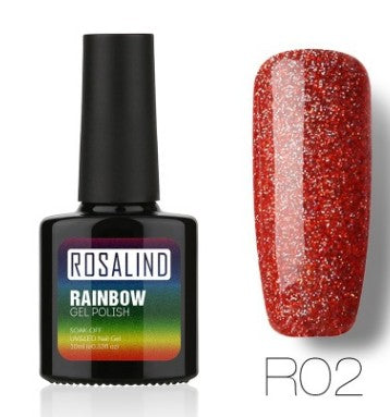 Sans clous, longue tenue, non toxique, vernis à ongles, colle de photothérapie ROSALIND, système arc-en-ciel étoilé.