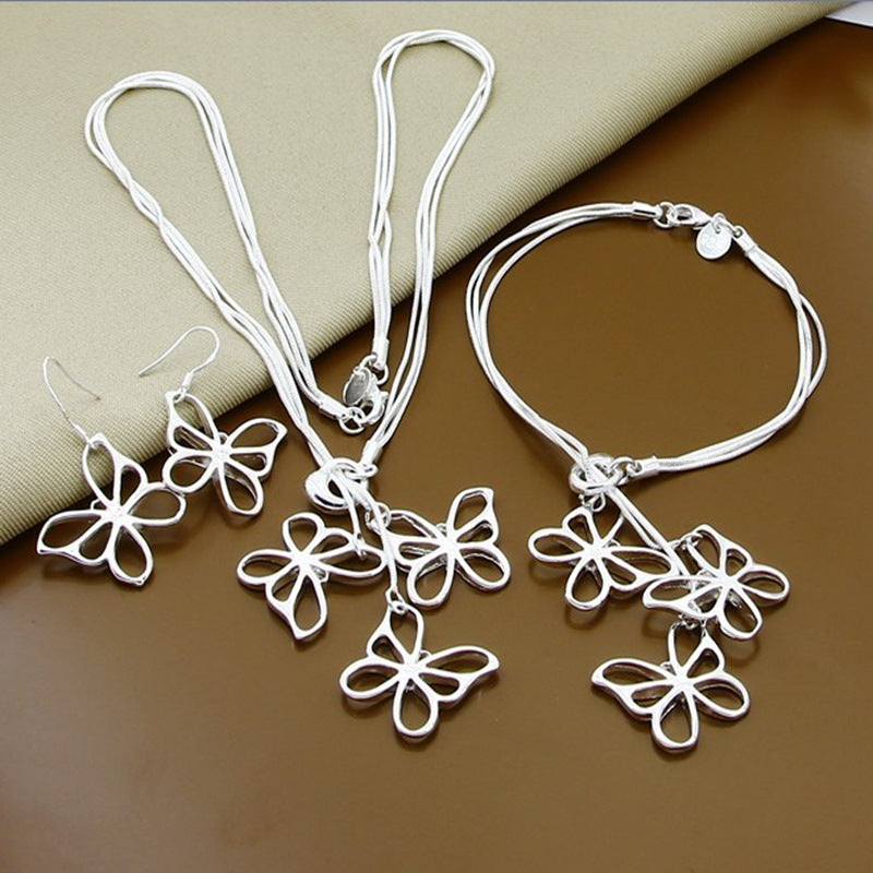 Butterfly bracelet necklace set