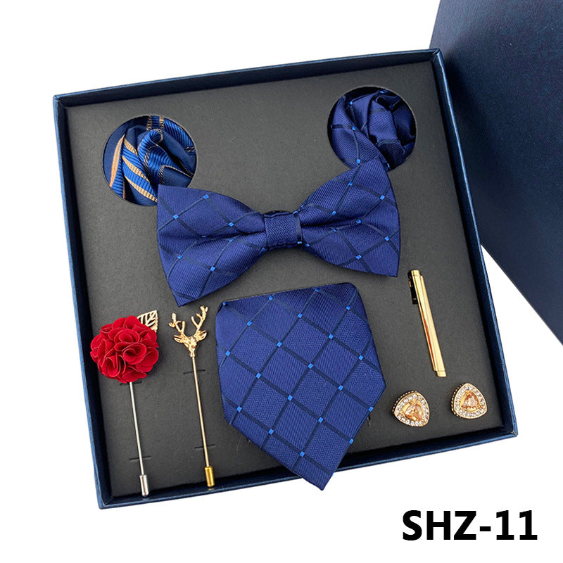Men's Fashion Simple Pocket Scarf Brooch Tie Set