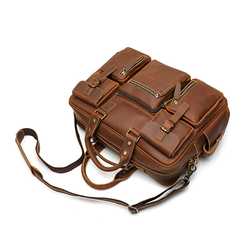 Sac bandoulière en cuir grande capacité pour homme