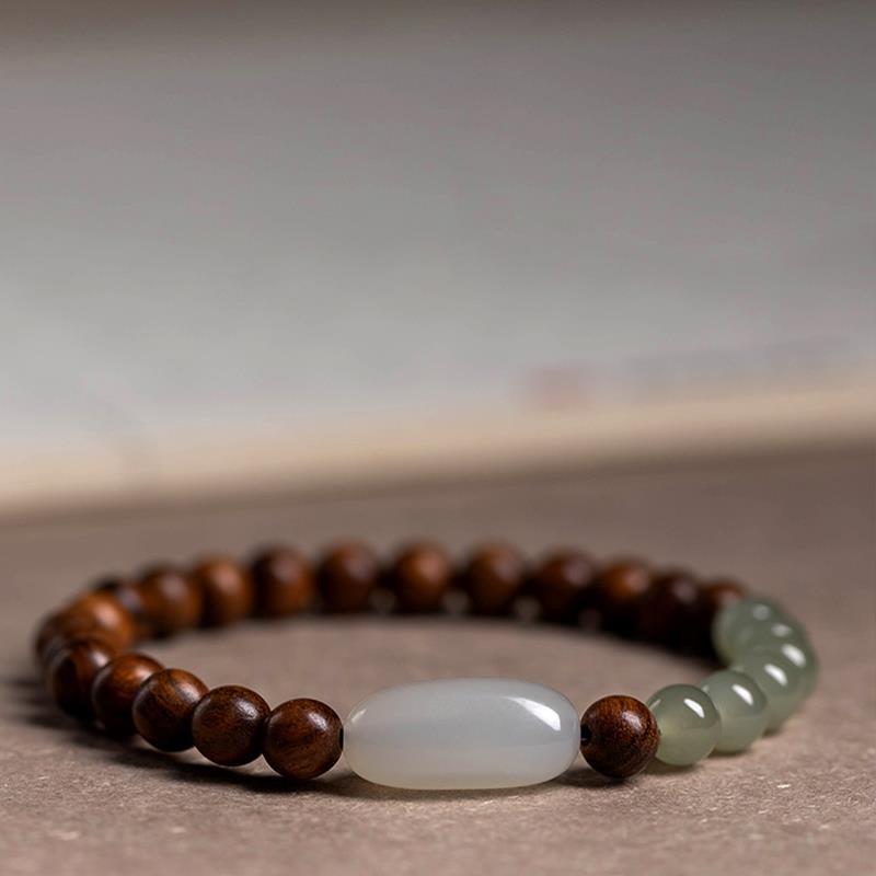 Nanmu Hand String Hetian Jade Bracelet Men's And Women's Accessories