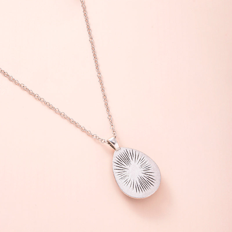 Collier en verre étoilé Montagnes Aurore de mode, pendentifs en forme de goutte d'eau argentés pour femmes et filles, bijoux esthétiques