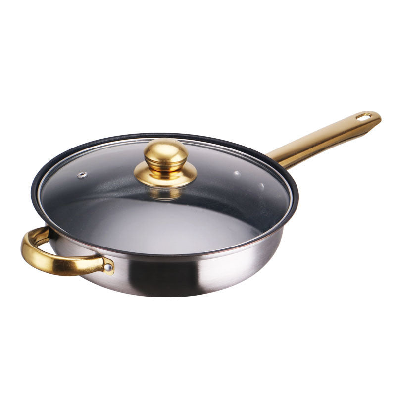 Stainless Steel Gold Handle Pot Set Non-stick Pot Suit