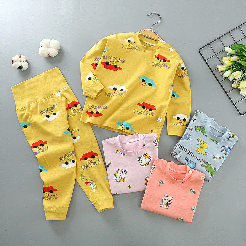 Autumn and winter children's cotton high-waist belly-protecting autumn clothes long trousers