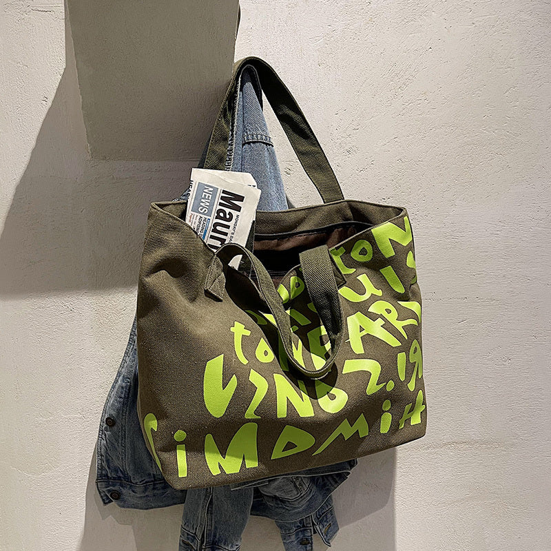 Women's Large Capacity New Letter Hand Shopping Canvas Bag