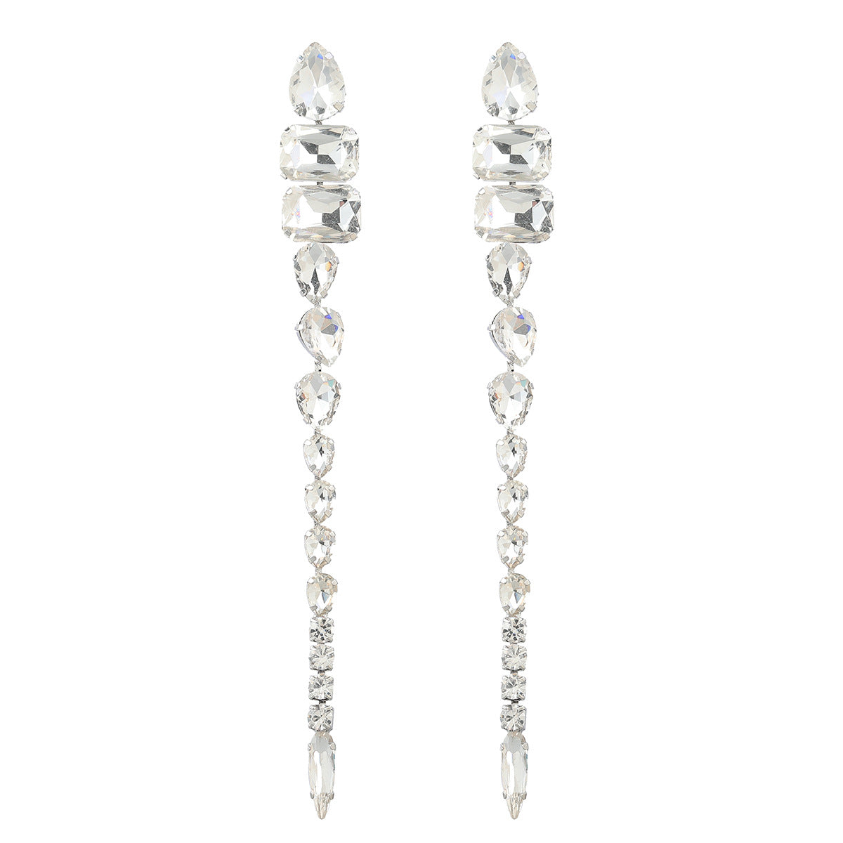 Boucles d'oreilles exagérées en forme de diamant de verre, de style européen et américain