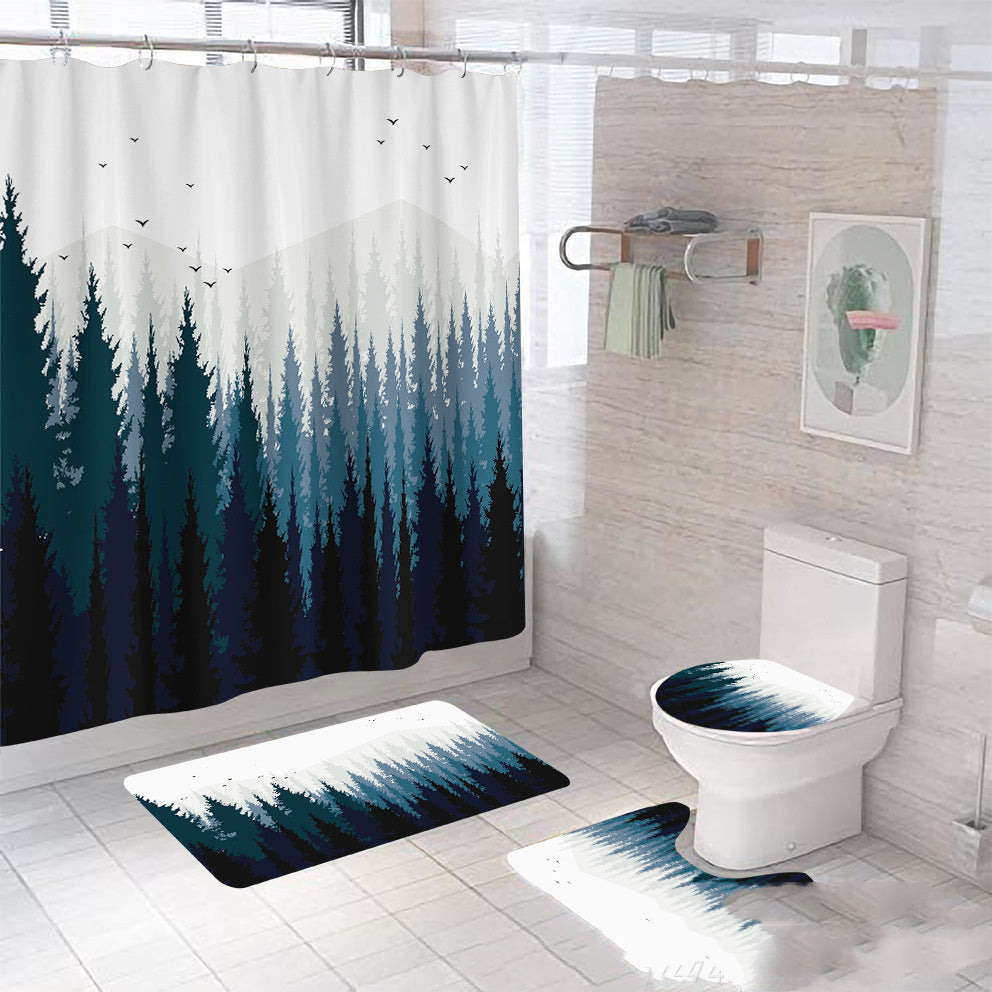 Tropical Rainforest Leaf Code Printed Shower Curtain Waterproof C Plastic Hook