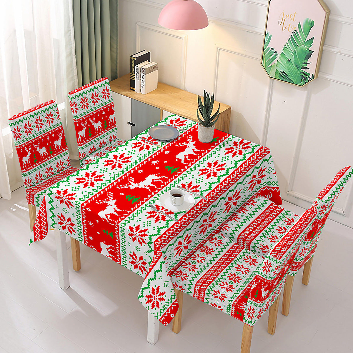 Stretch One-piece Chair Cover Printed Tablecloth