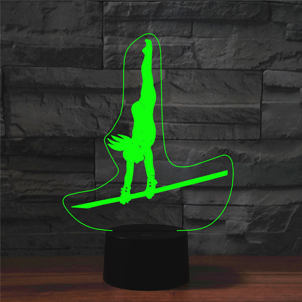 Horizontal bar girl 3D light colorful touch charging LED