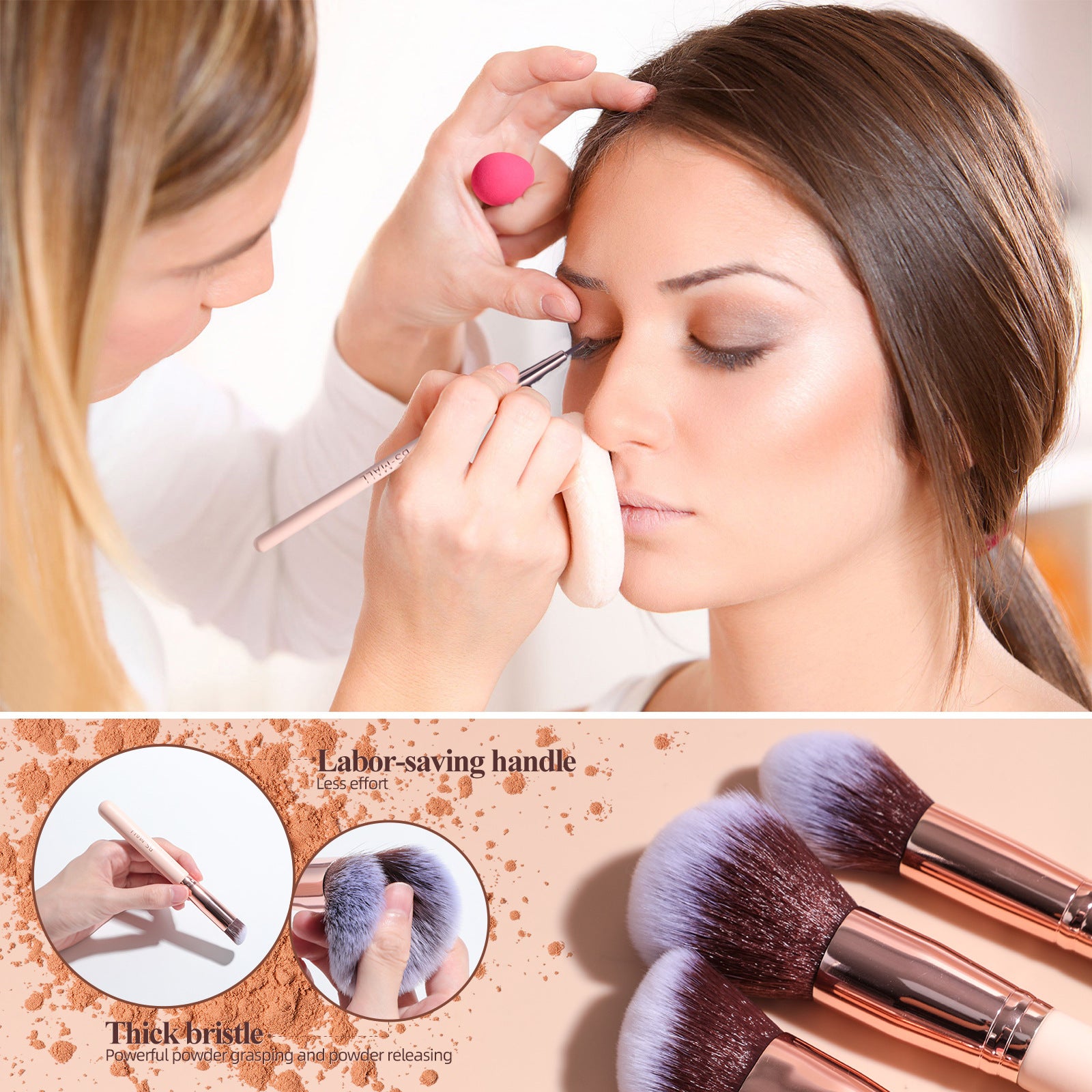 18 pinceaux de maquillage adaptés aux tonneaux rotatifs