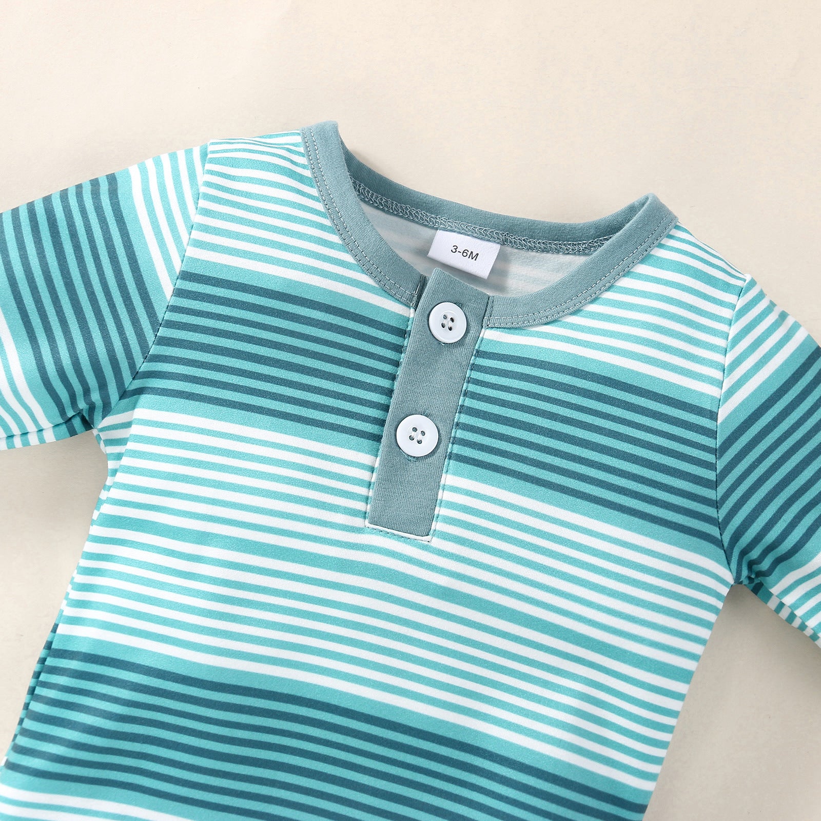 New Children's Long-sleeved Striped Romper Two-piece Suit