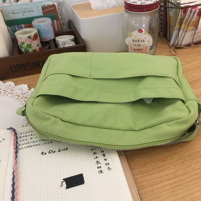 Avocado Green Hand Ledger Storage Bag Thickened Notebook Cover Large