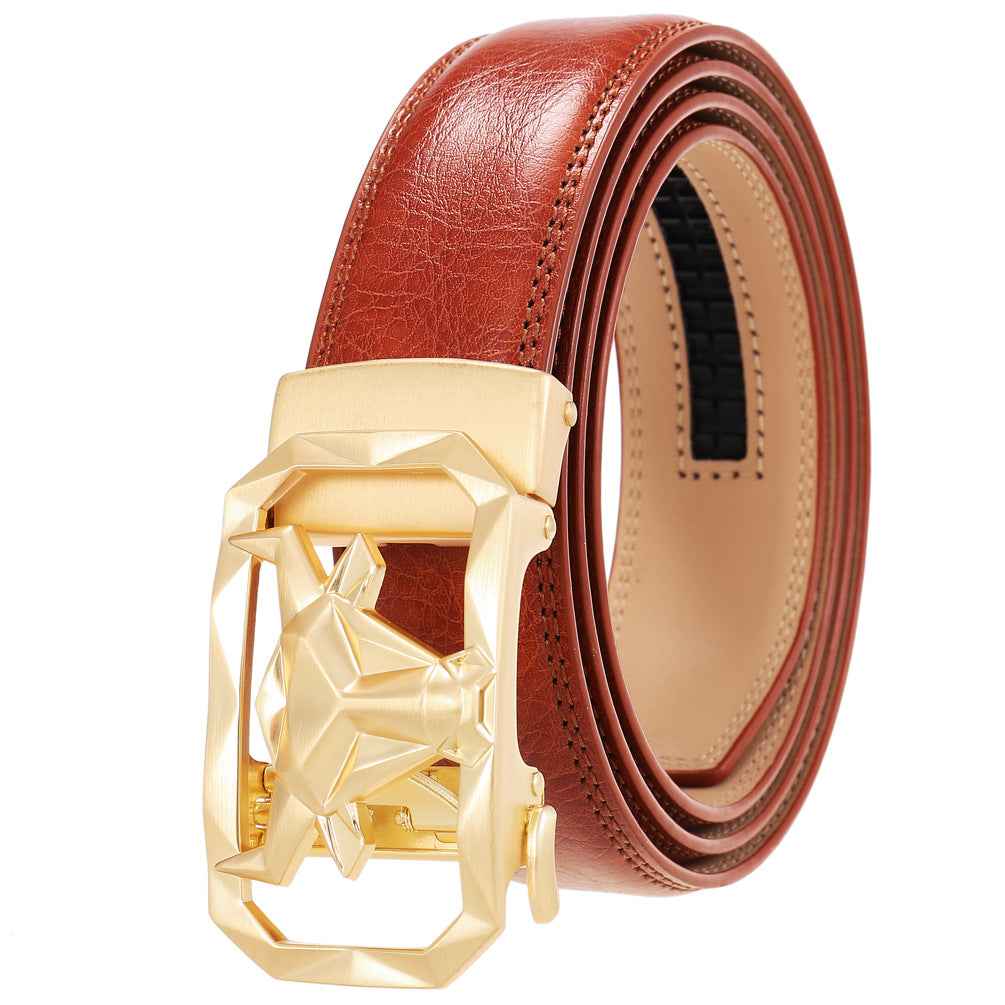 Ceinture en Cuir pour Hommes Boucle Automatique en Alliage