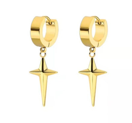 Boucles d'oreilles clous homme en acier inoxydable à pampilles un point
