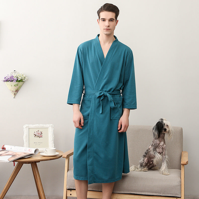 Bathrobe Women's Thin Waffle Couple Nightgown
