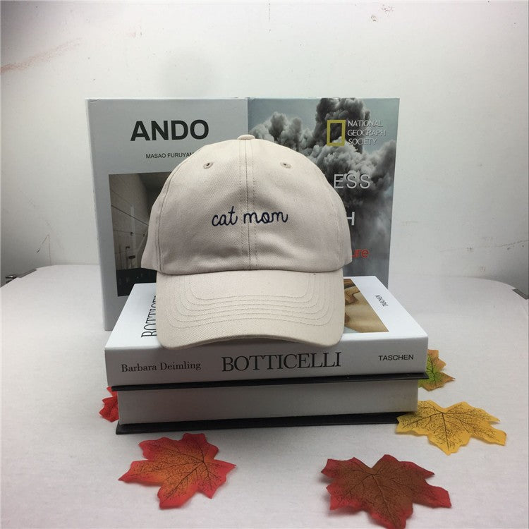 Cat Mom Letter Embroidery Peaked Cap