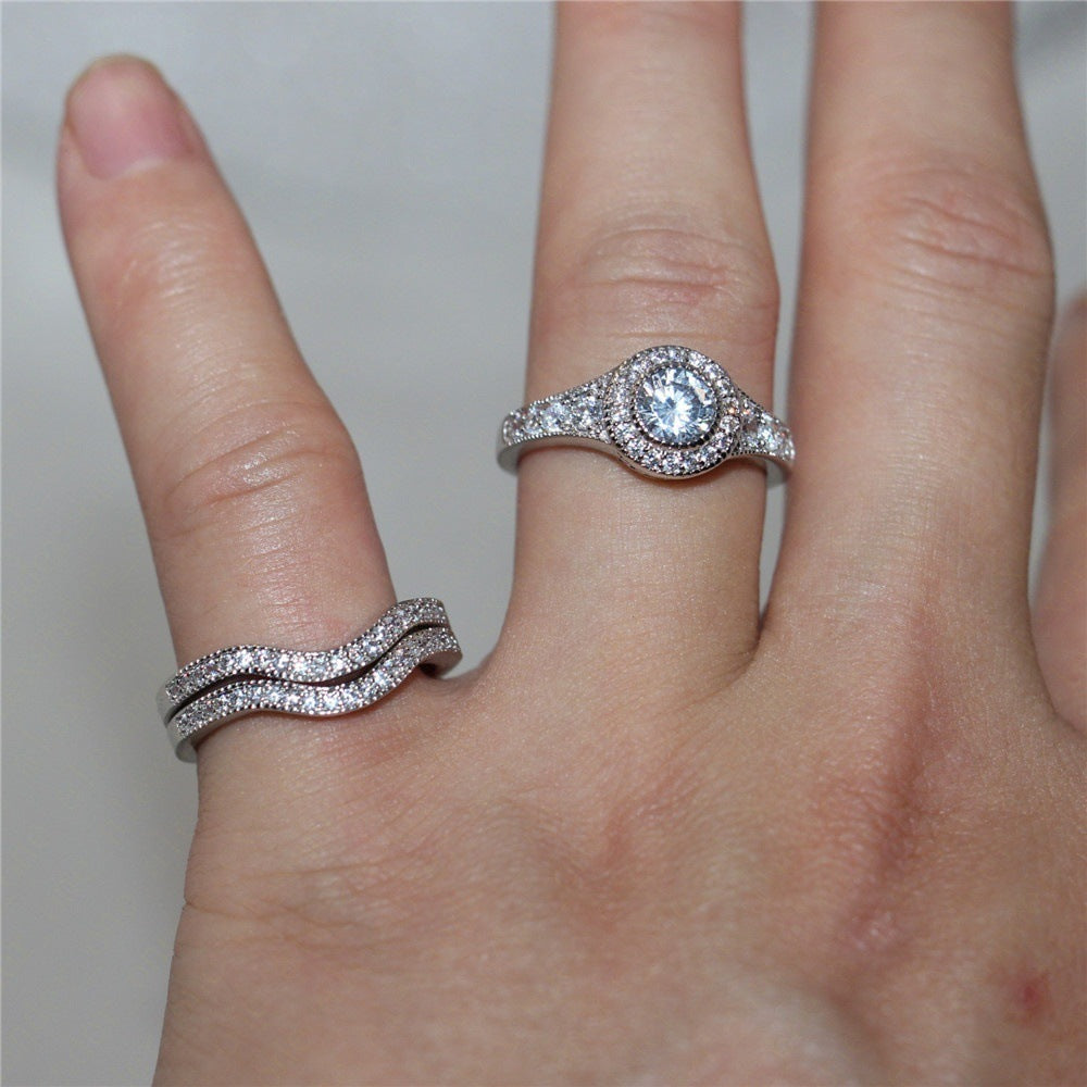 Women's Fashion Brass Couple Ring Set