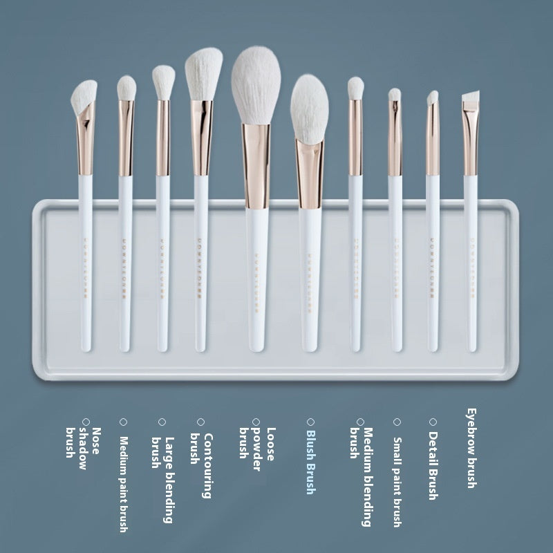 10 pinceaux de maquillage portables en fibre de laine