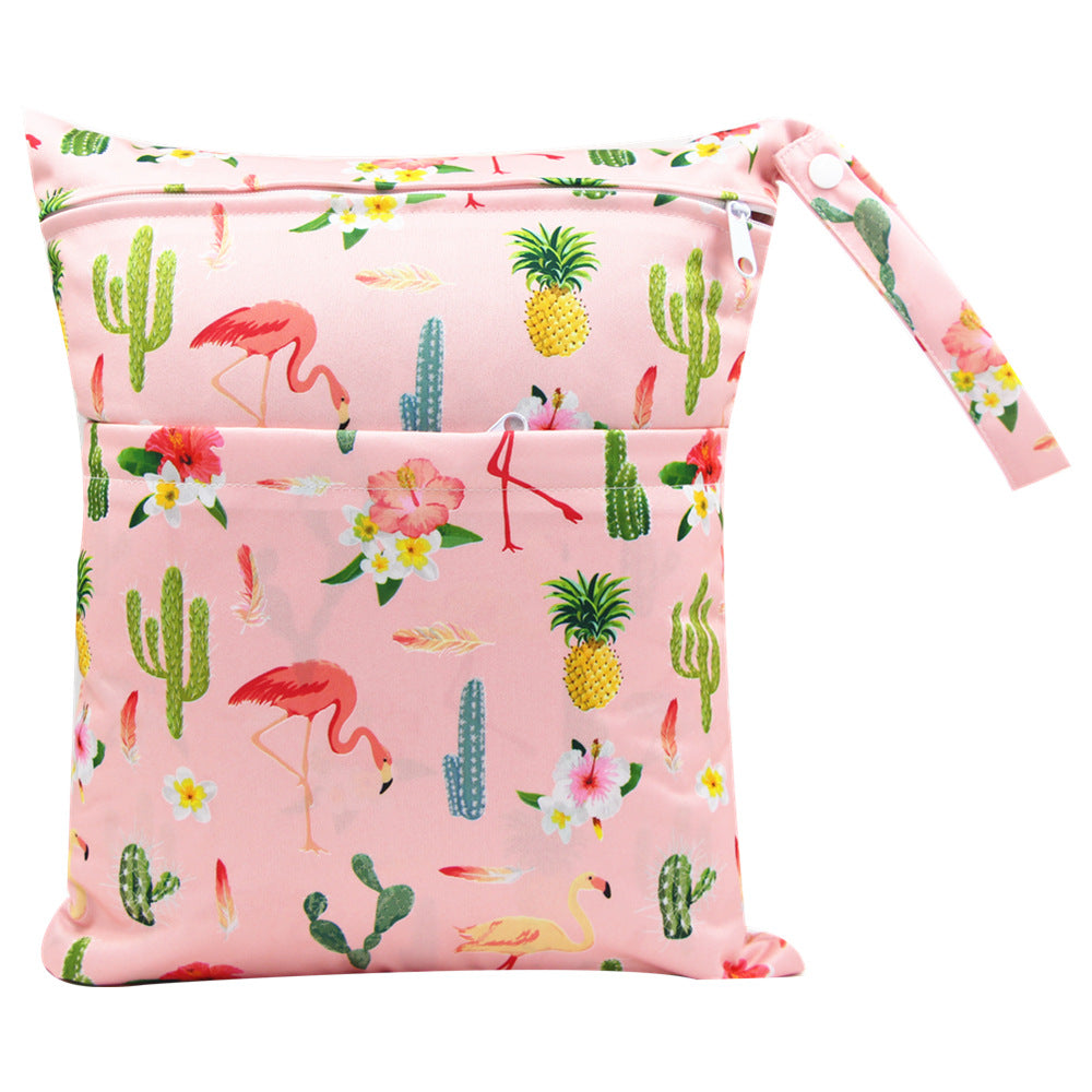 Diaper Bag 30 36cm Baby Double Zipper Printing Waterproof Diaper Bag