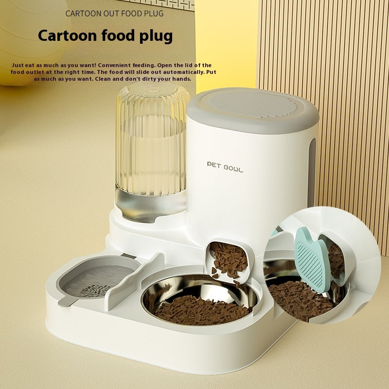 Gamelle pour chat, distributeur automatique d'eau, double gamelle intégrée en acier inoxydable