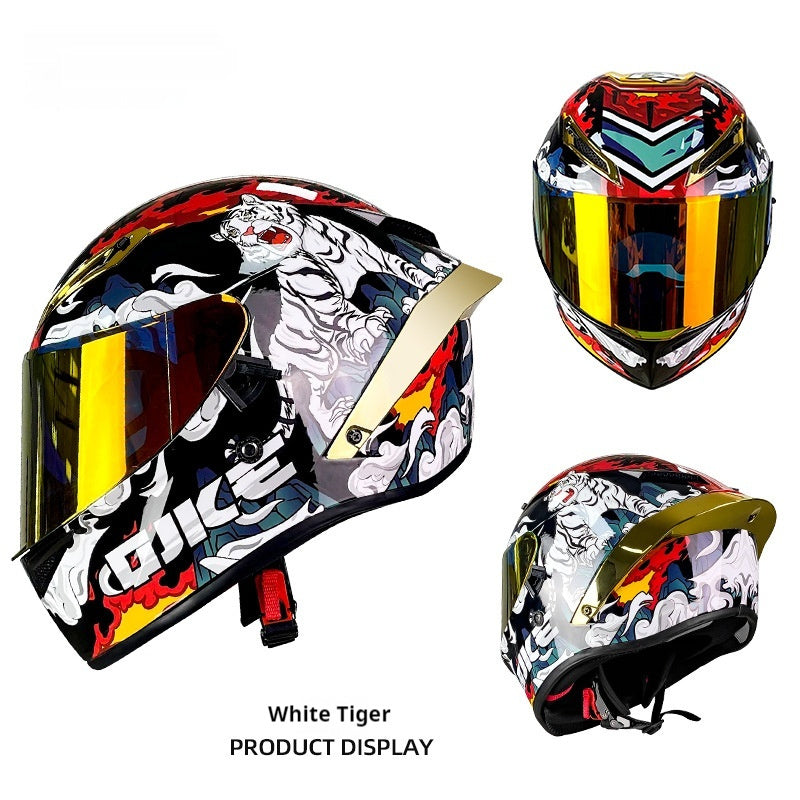 Casque de moto intégral double lentille universel pour chevalier avec Bluetooth et grand aileron