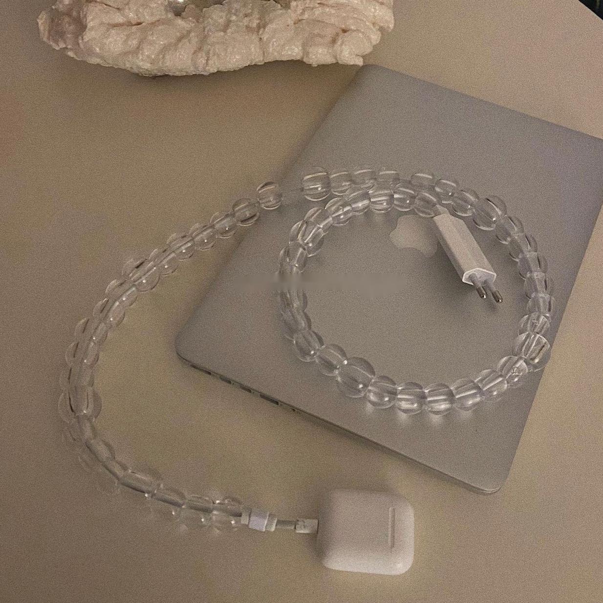 Câble de données de téléphone portable à perles transparentes