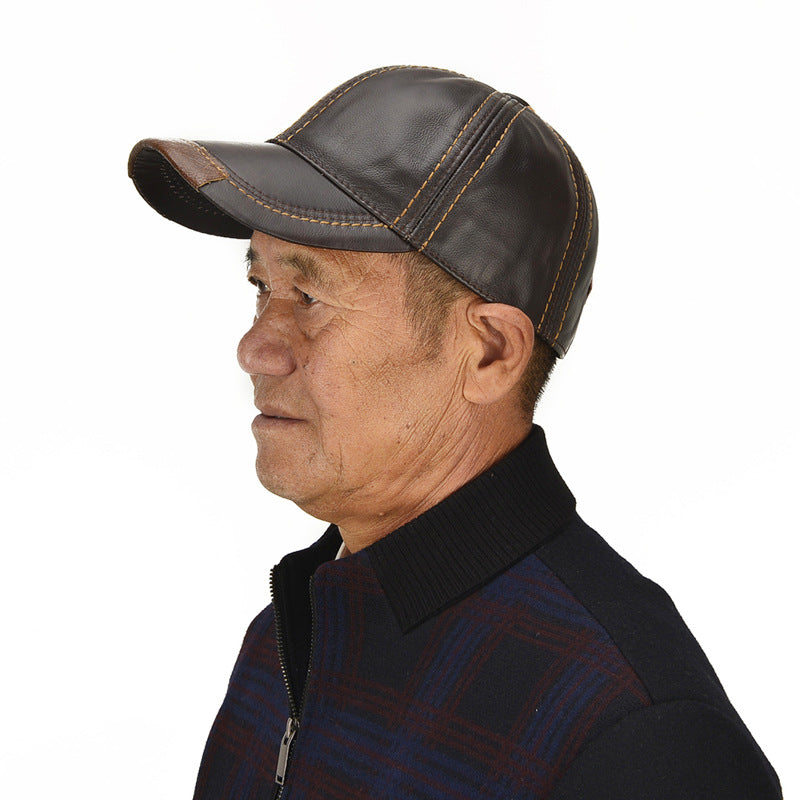 Casquette de baseball fine en cuir pour homme