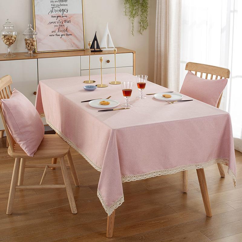 Nappe en Lin et Dentelle Adaptée aux Tables à Manger Rectangulaires