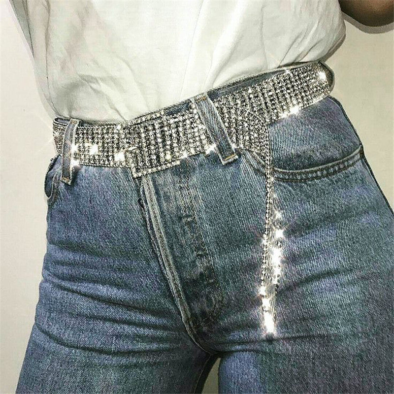Ceinture pour femme en alliage brillant avec strass
