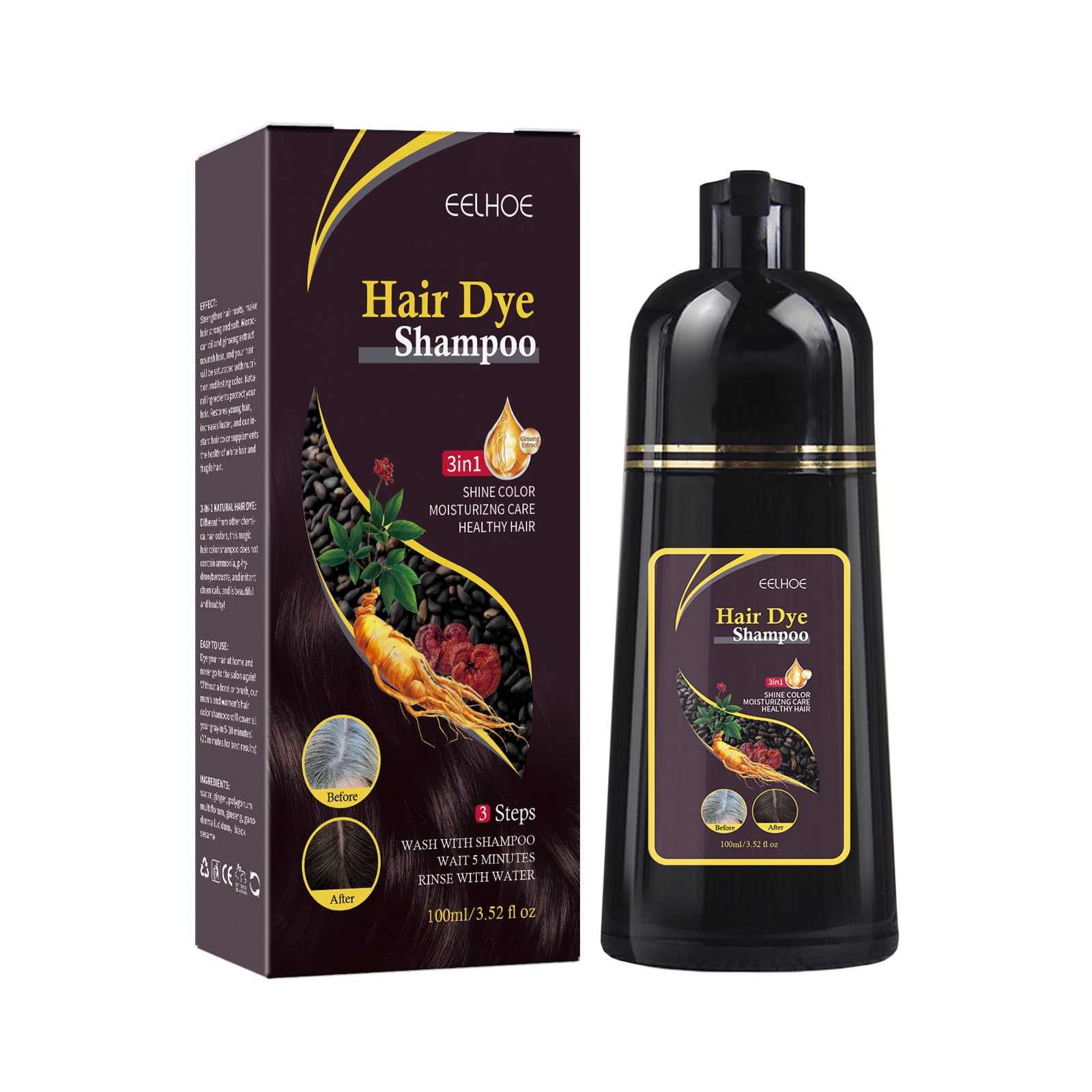 Shampooing Blanc au Noir Nettoyage Réparateur Noir Doux