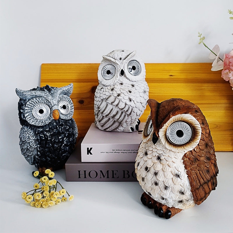Solar Resin Owl Decorative Products LED Lights Creative Outdoor Courtyard Decoration Gifts