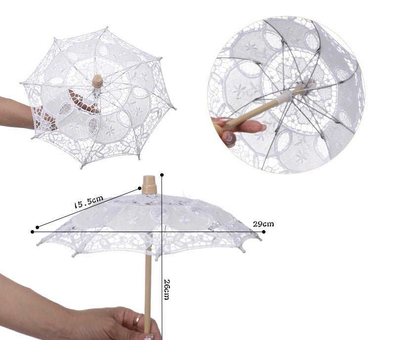 White Lace Decorative Craft Umbrella