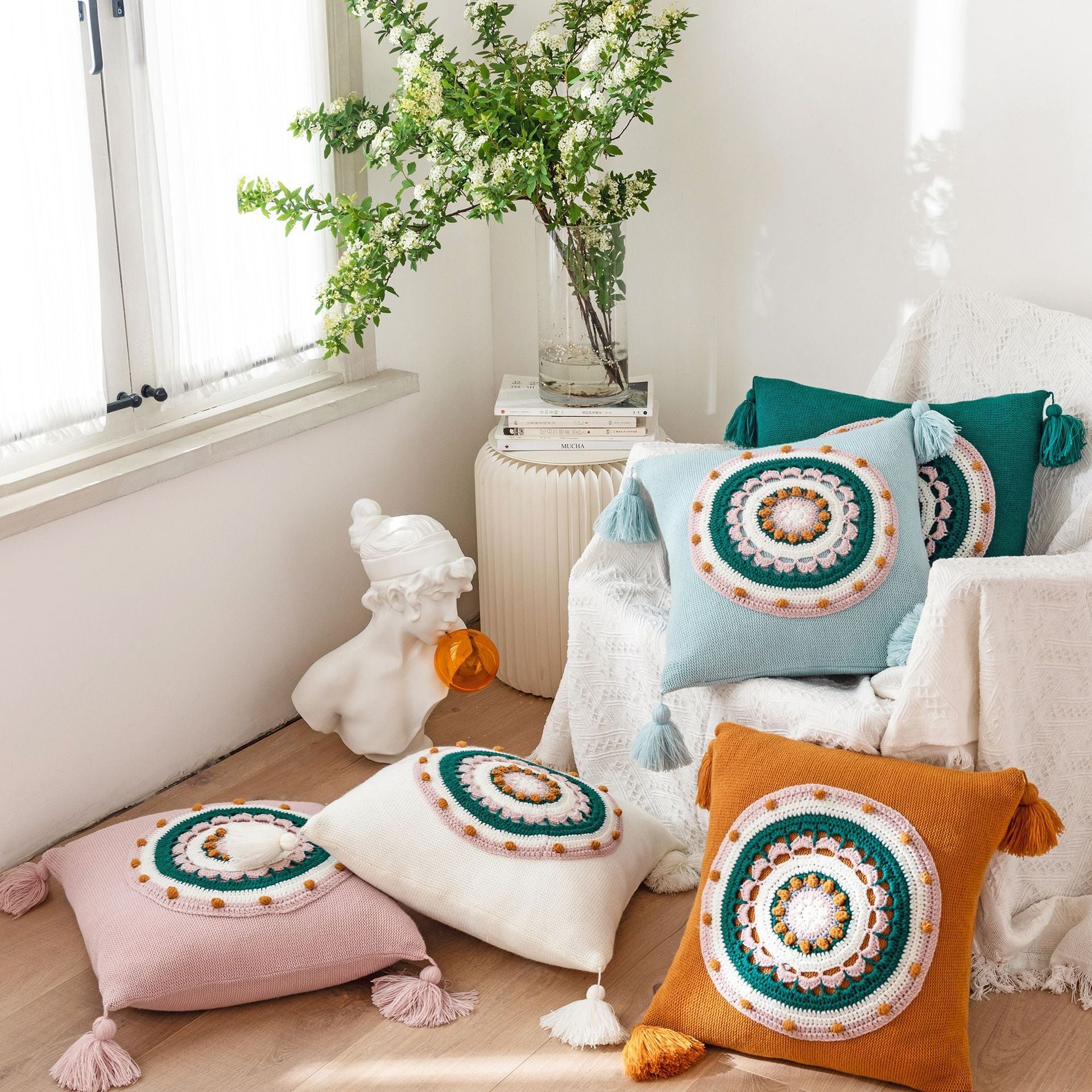 Household Tassel Knitted Pillow Cover Sofa Cushion