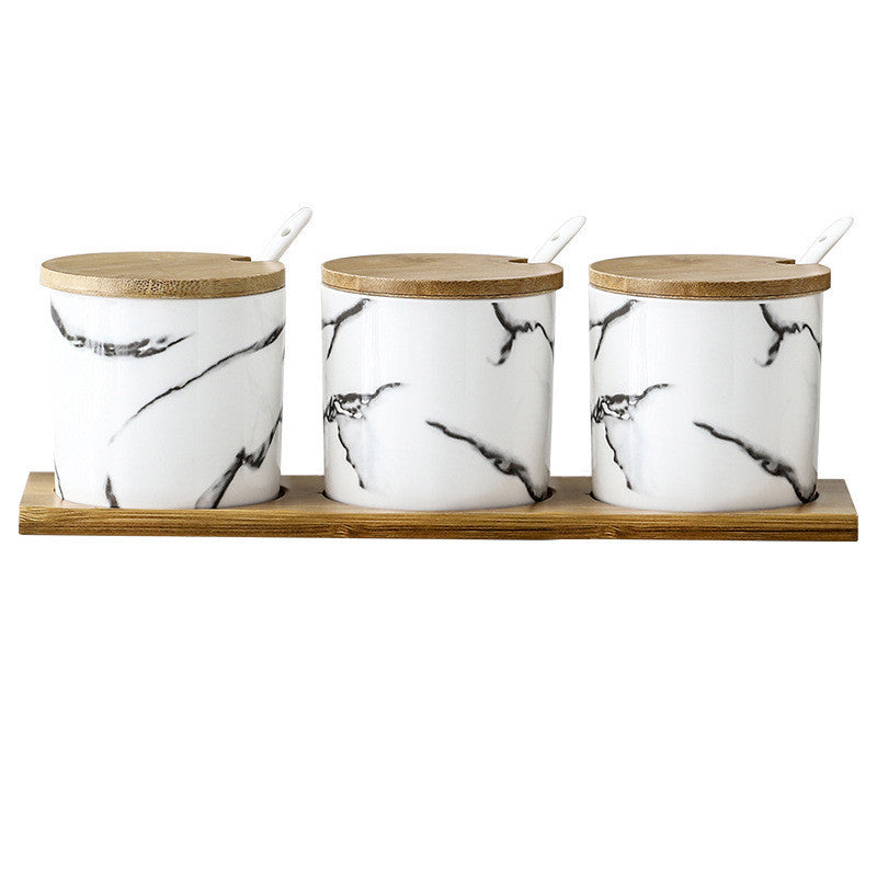 Three-piece Ceramic Seasoning Jar With Lid