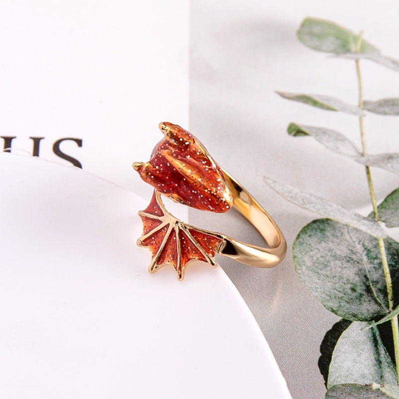 Boho Blue Green Pink Red Dragon Wing Adjustable Rings For Women