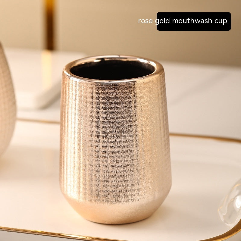 Home Bathroom Rose Gold Ceramic Cleaning Kit