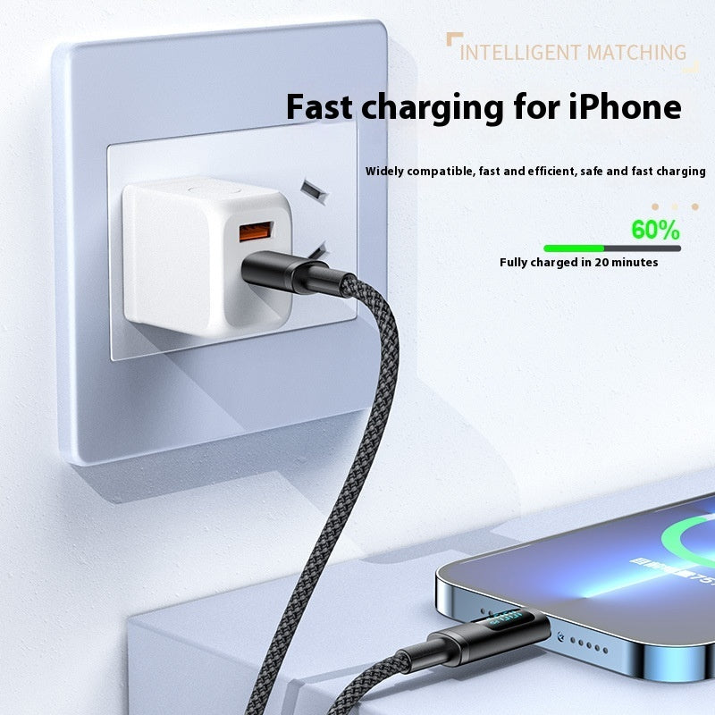 Câble de données de téléphone portable à double Type-C à charge rapide avec affichage numérique