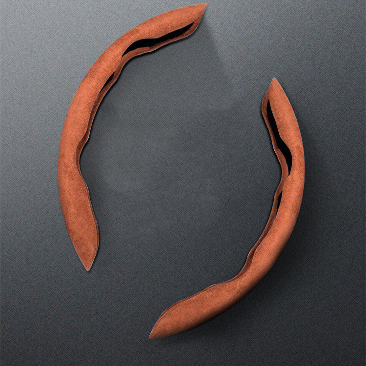 Flipping Fur Steering Wheel Protection Leather Cover
