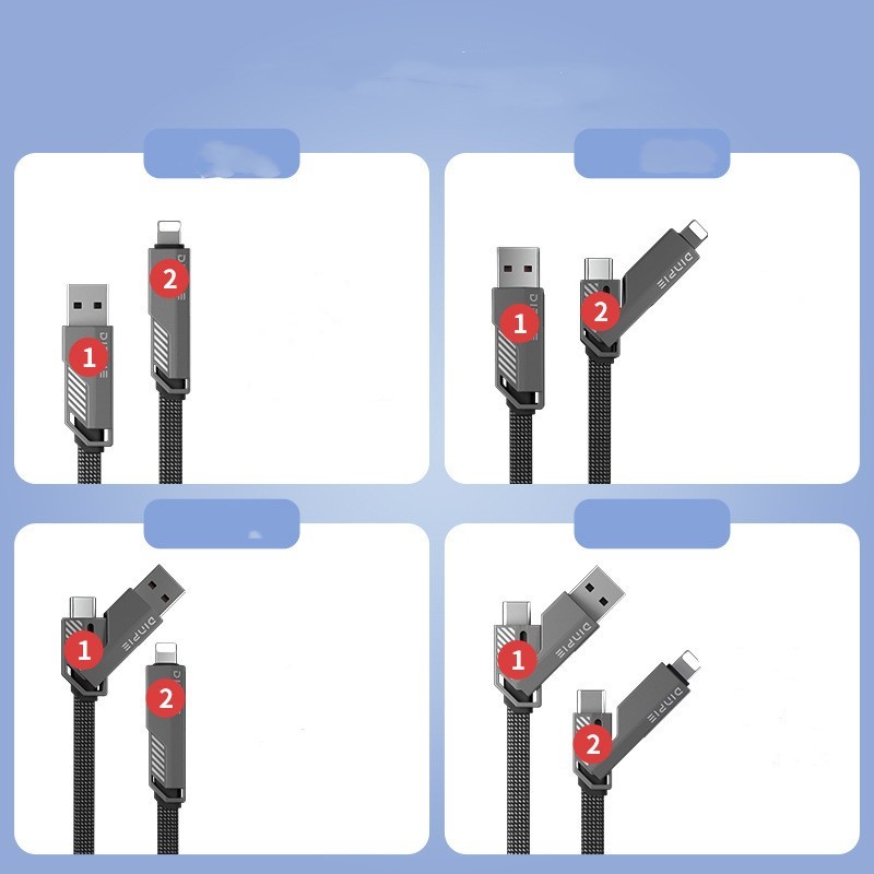 Four-in-one Fast Charge Data Cable Double-headed Tpyec Charging Cable