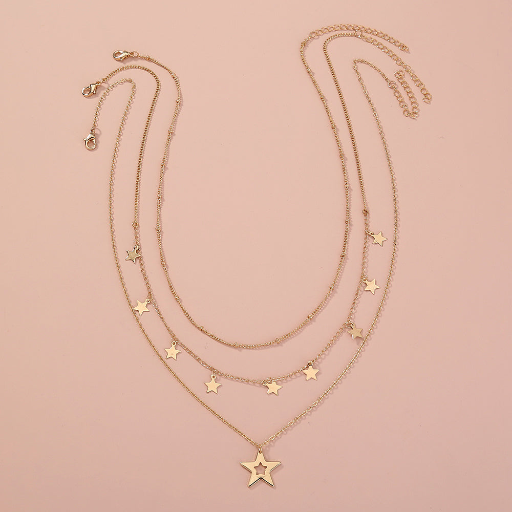 Star Tassel pendant multi-layer necklace