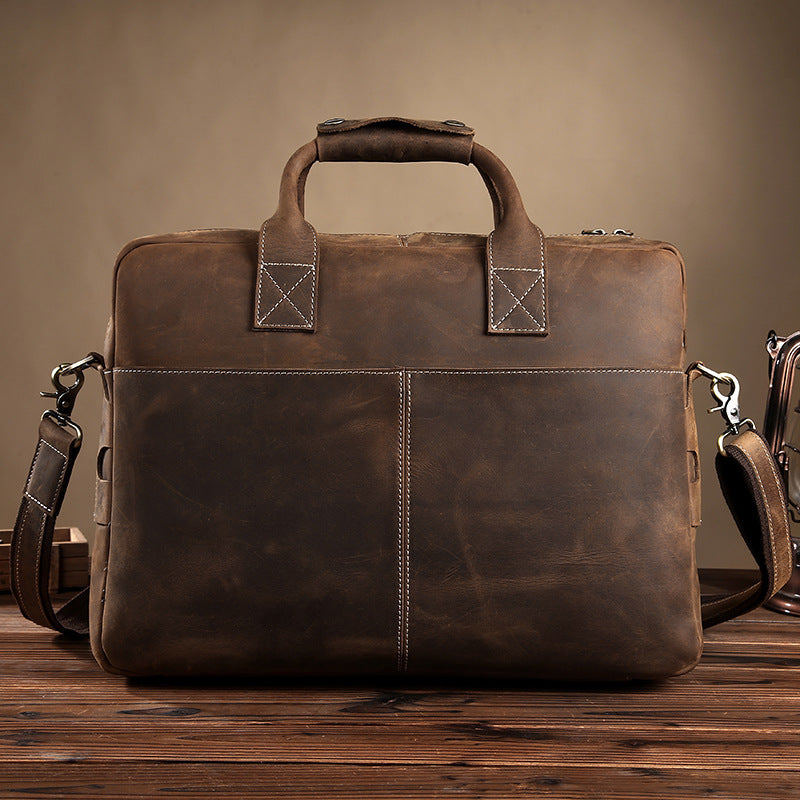 Sac à bandoulière vintage pour homme en cuir Crazy Horse