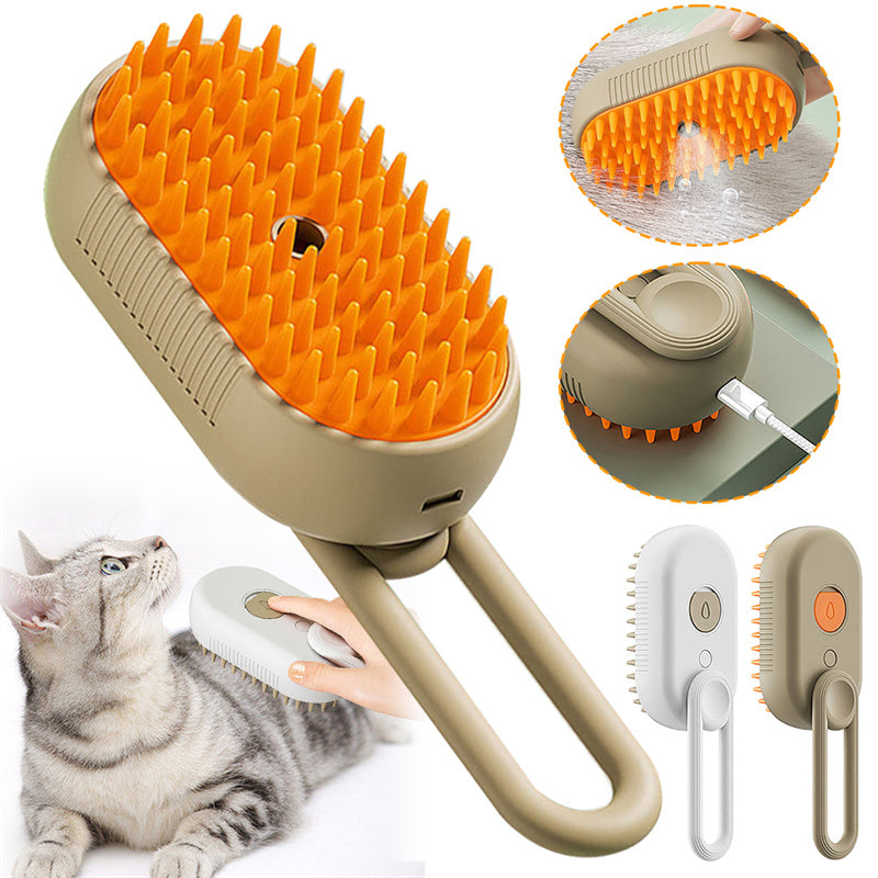 Brosse vapeur pour chat, brosse à vapeur pour chien 3 en 1, brosses électriques à pulvérisation pour le massage, peigne de toilettage pour animaux, peignes d'épilation, produits pour animaux de compagnie